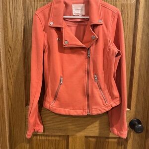 Anthropologie Saige Knit Moto Jacket Coral Medium